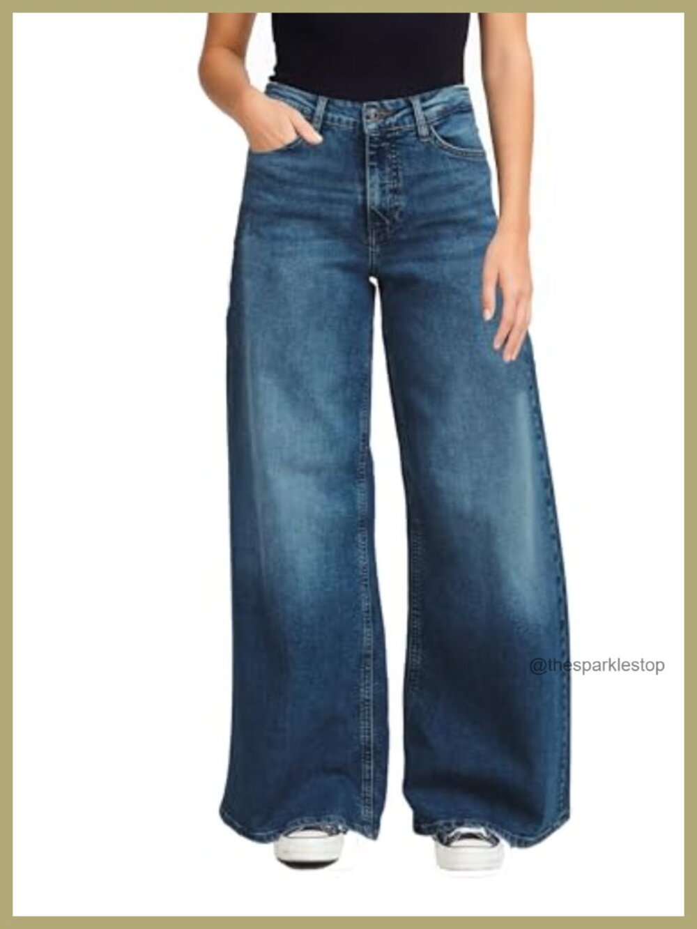 Women's Wide Leg Straight Jeans High Waisted Baggy Stretch Loose Denim Pants